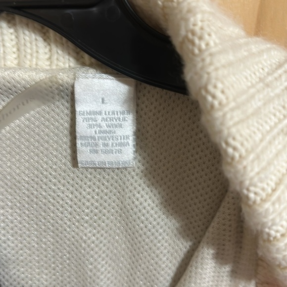 Phosphorus Women’s Leather Short Jacket Knit Sleeves Collar Full Zip Pockets L - Picture 2 of 5